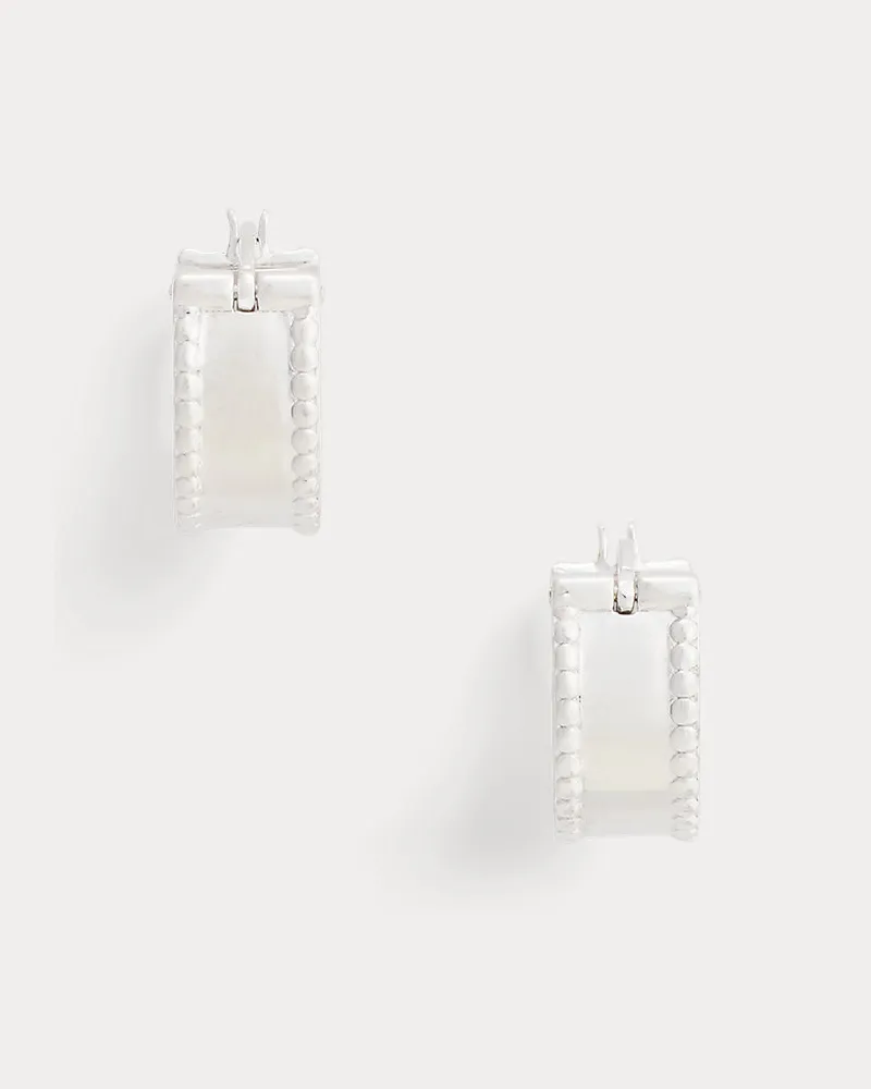 Ralph Lauren Sterling Silver Textured Hoop Earrings Silver
