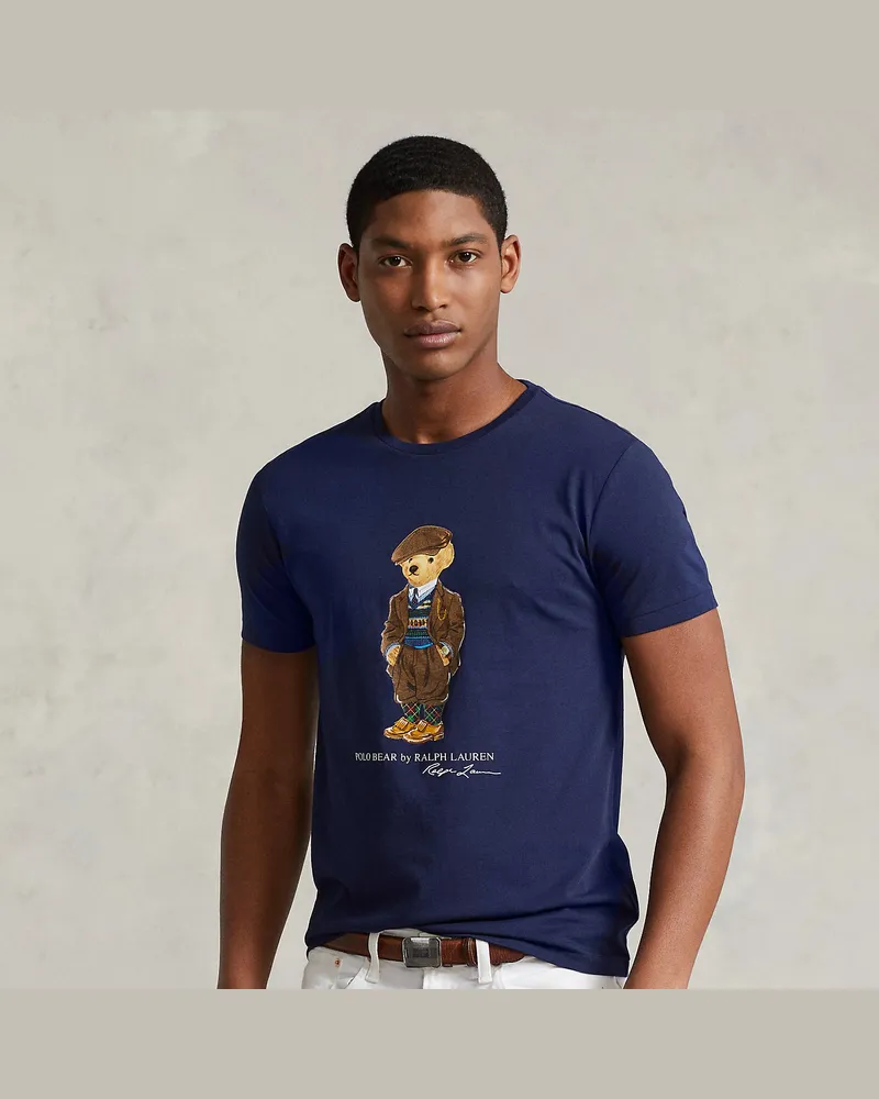Ralph Lauren Custom-Slim-Fit T-Shirt mit Polo Bear Blue
