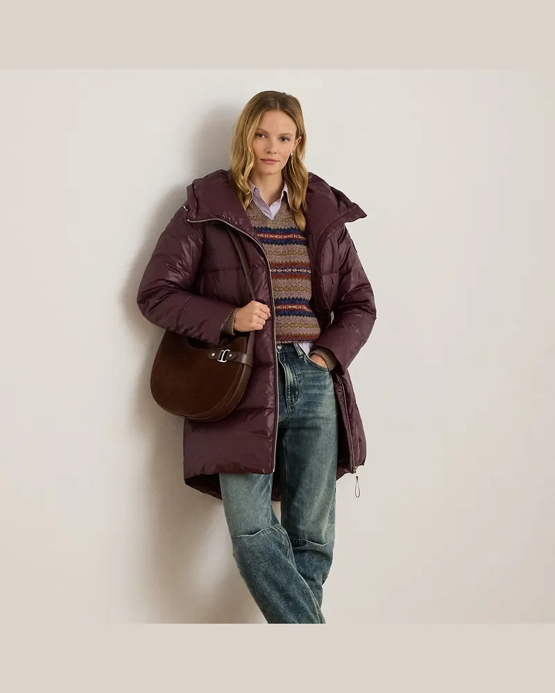 Ralph Lauren Gesteppter Daunenmantel mit Kapuze Red