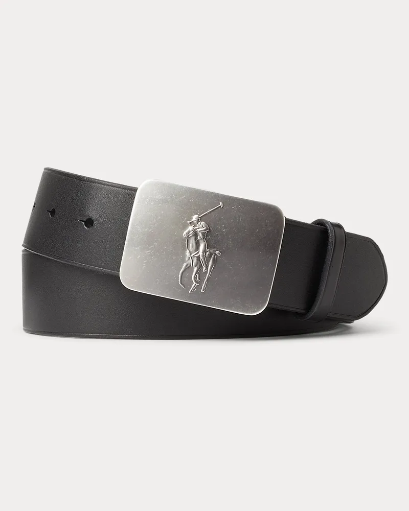 Ralph Lauren Ledergürtel mit Ponyschild Black