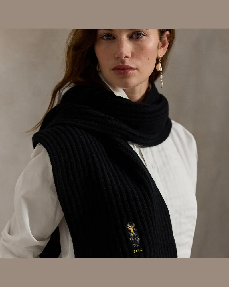 Ralph Lauren Wollschal mit Polo Bear Black