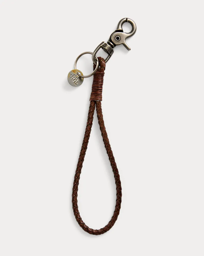 Ralph Lauren Handgeflochtener Leder-Schlüsselanhänger Brown