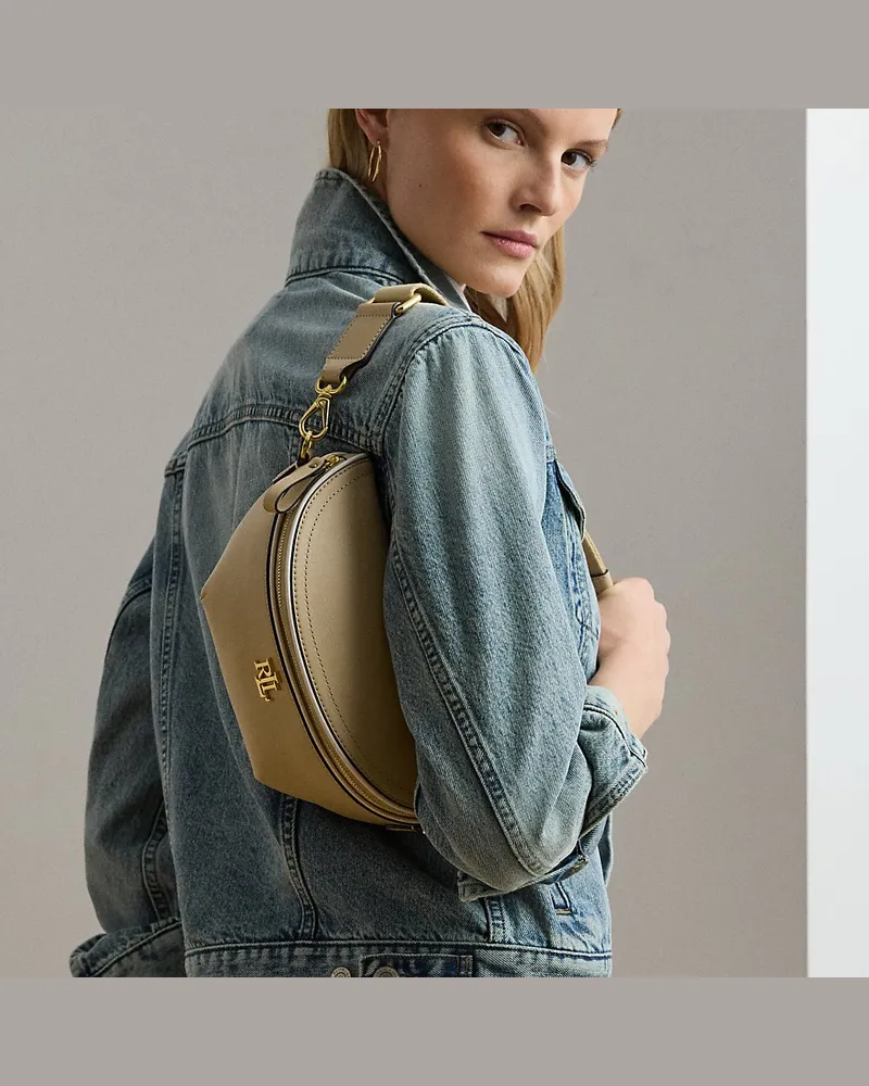 Ralph Lauren Zweifarbige Gürteltasche Marcy aus Leder Tan