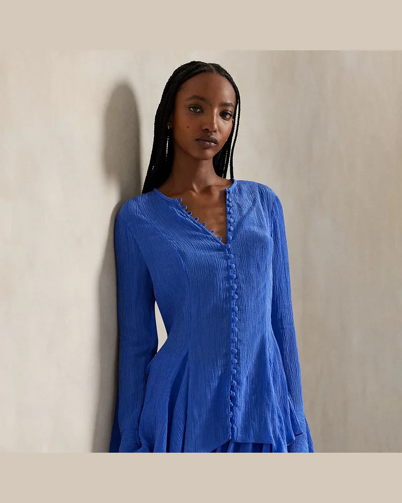Ralph Lauren Geknöpftes Knitter-Top Blue