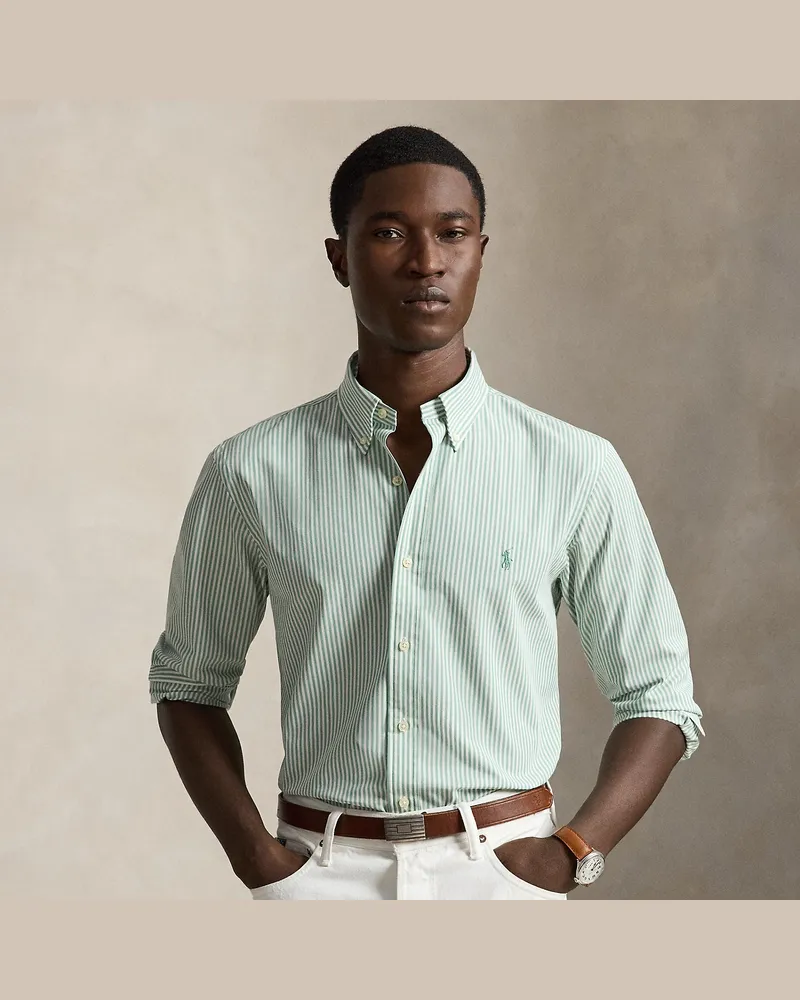 Ralph Lauren Gestreiftes Custom-Fit Hemd aus Popeline Green