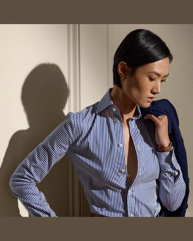 Ralph Lauren Gestreiftes Slim-Fit Hemd Charmain Blue