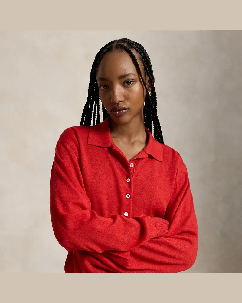 Ralph Lauren Wollpullover mit Polokragen Red