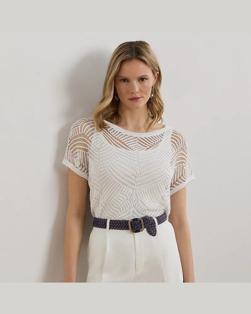 Ralph Lauren Kurzarmpullover mit geometrischem Muster White