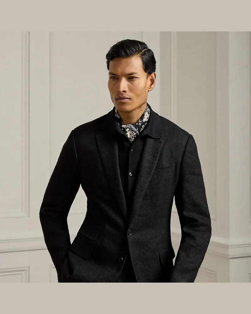 Ralph Lauren Handgeschneiderte Fischgratjacke Kent Black