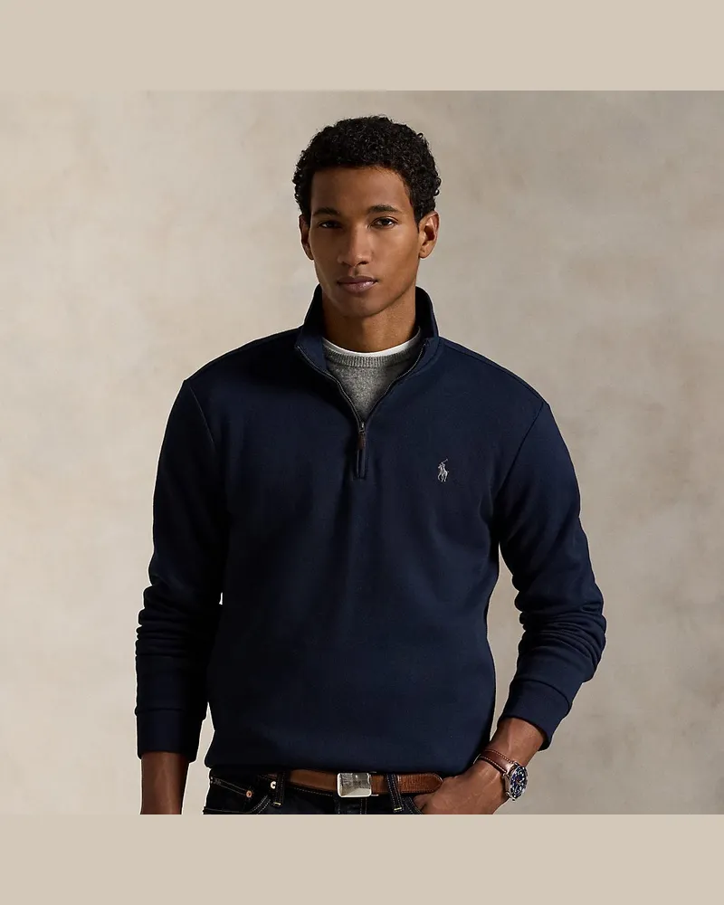 Ralph Lauren Piqué-Pullover mit Viertelreißverschluss Blue