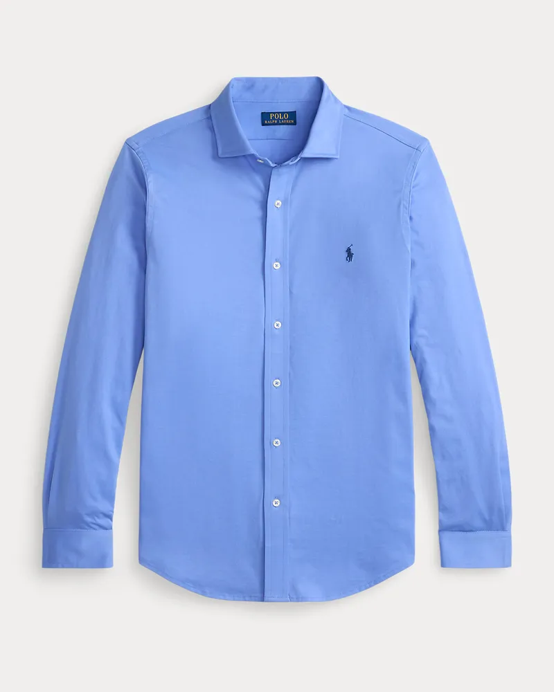 Ralph Lauren Jerseyhemd mit gespreiztem Kragen Blue