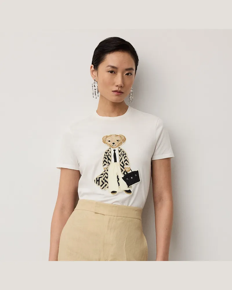 Ralph Lauren Baumwoll-T-Shirt mit Spring Polo Bear Cream
