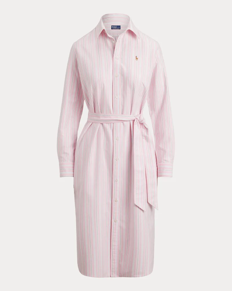 Ralph Lauren Gestreiftes Oxford-Hemdkleid mit Gürtel Multi