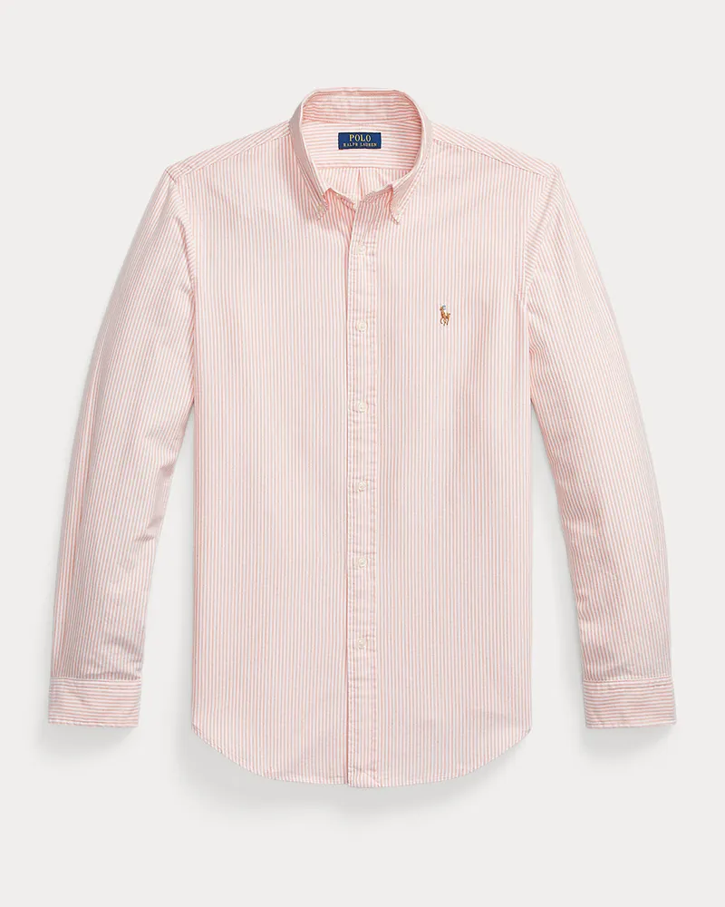 Ralph Lauren Gestreiftes Custom-Fit Oxfordhemd Orange