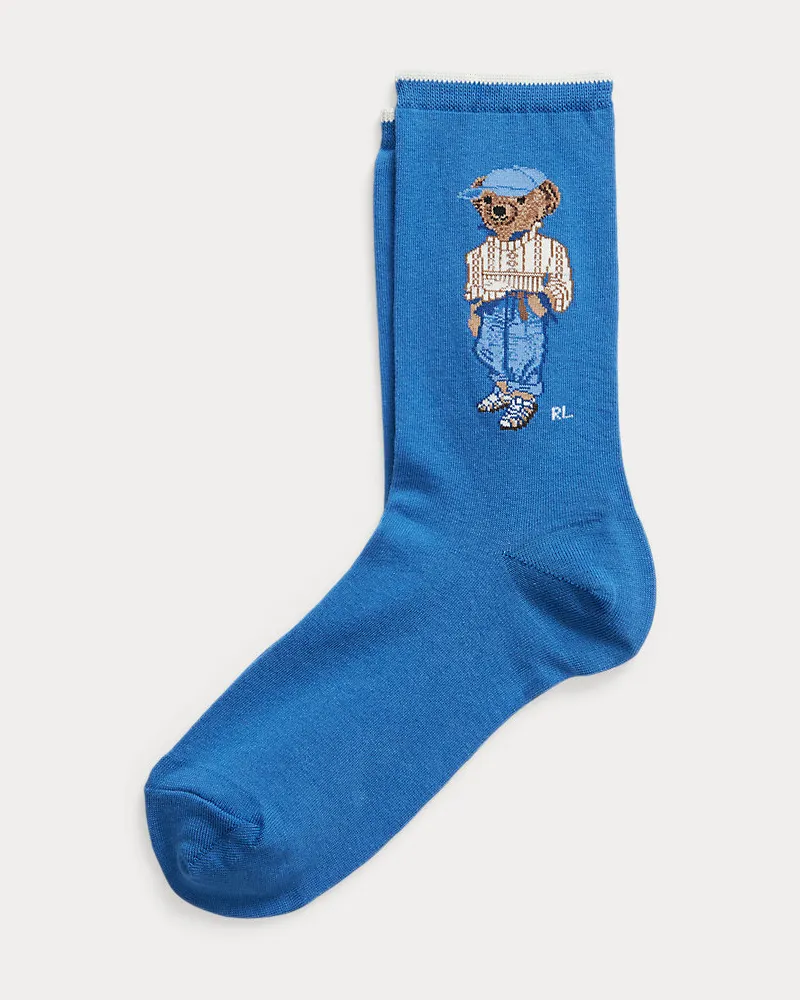 Ralph Lauren Crew-Socken mit Polo Bear Blue