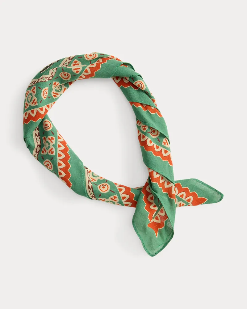 Ralph Lauren Baumwoll-Bandana mit Westerndruck Green