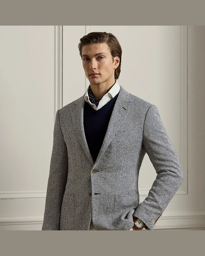 Ralph Lauren Handgeschneiderte Fischgratjacke Kent Cream