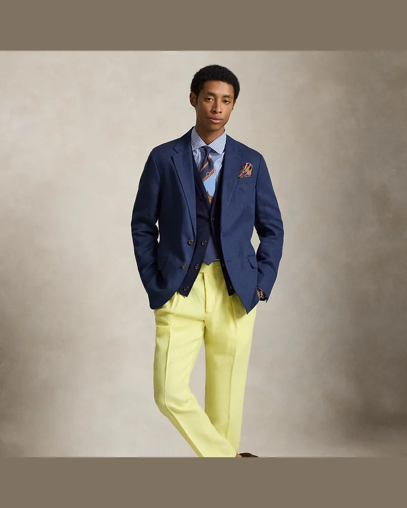 Ralph Lauren Anzughose aus Leinen mit Falten Yellow