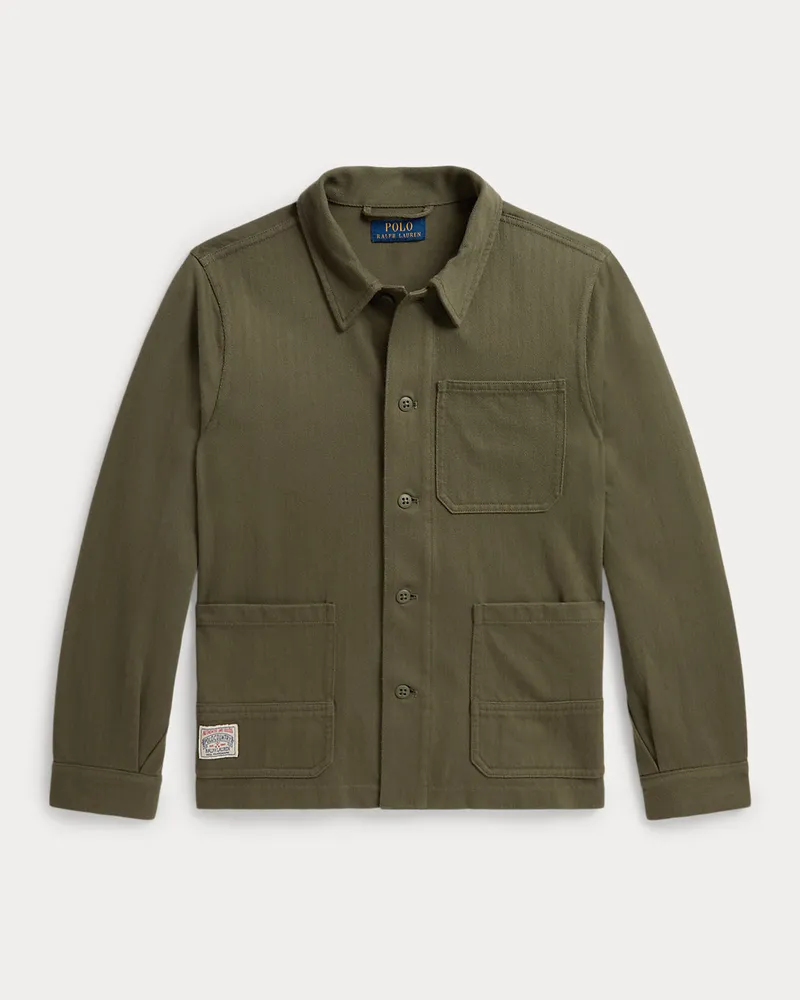 Ralph Lauren Strick-Utility-Jacke mit Fischgratmuster Green