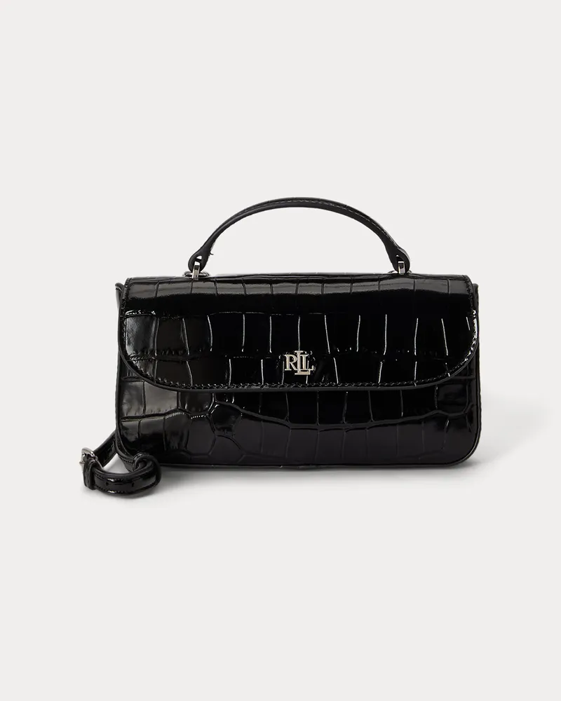 Ralph Lauren Umhängegeldbörse Marcy mit Krokoprägung Black