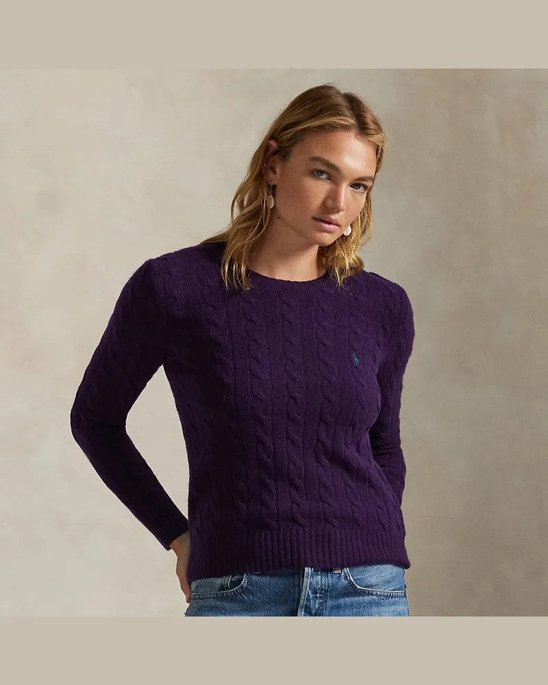 Ralph Lauren Woll-Kaschmir-Pullover mit Zopfmuster Purple