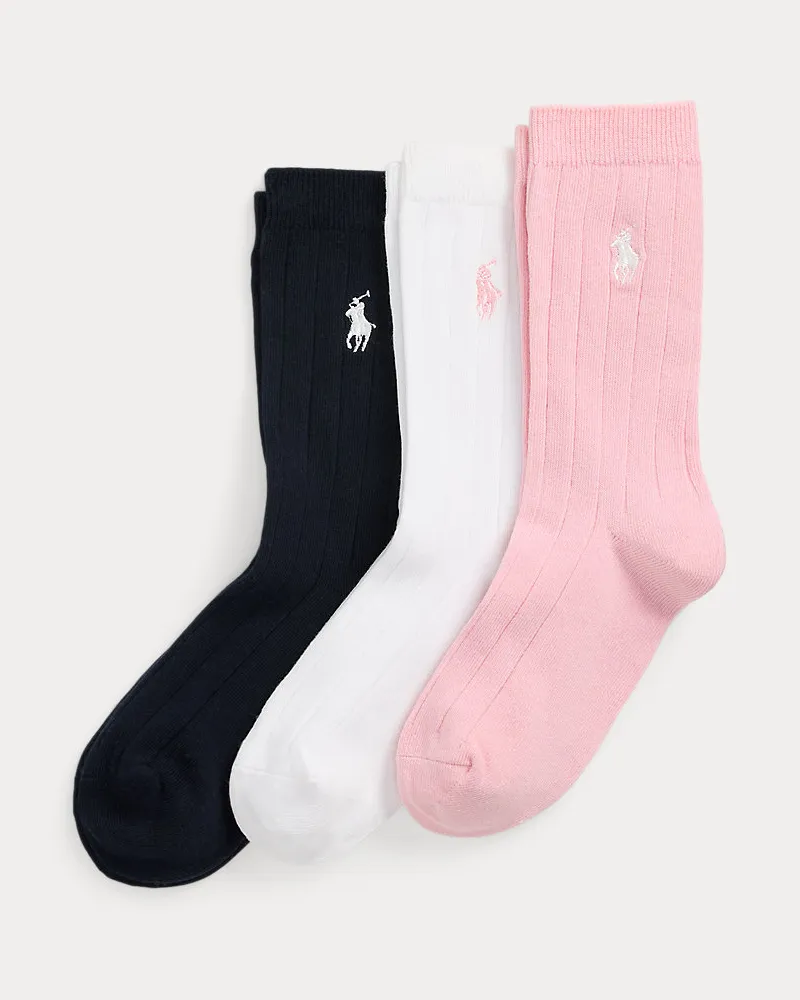 Ralph Lauren 3er-Pack gerippte Crew-Socken Multi