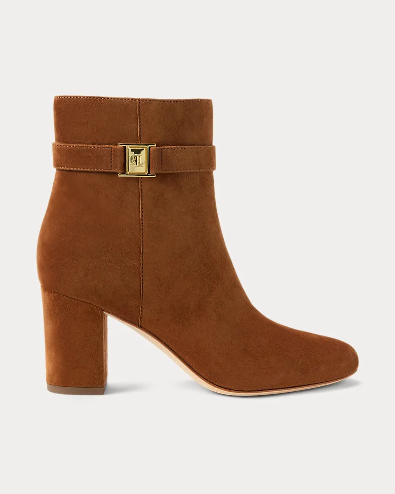 Ralph Lauren Wildleder-Stiefelette Kellie mit Absatz Brown