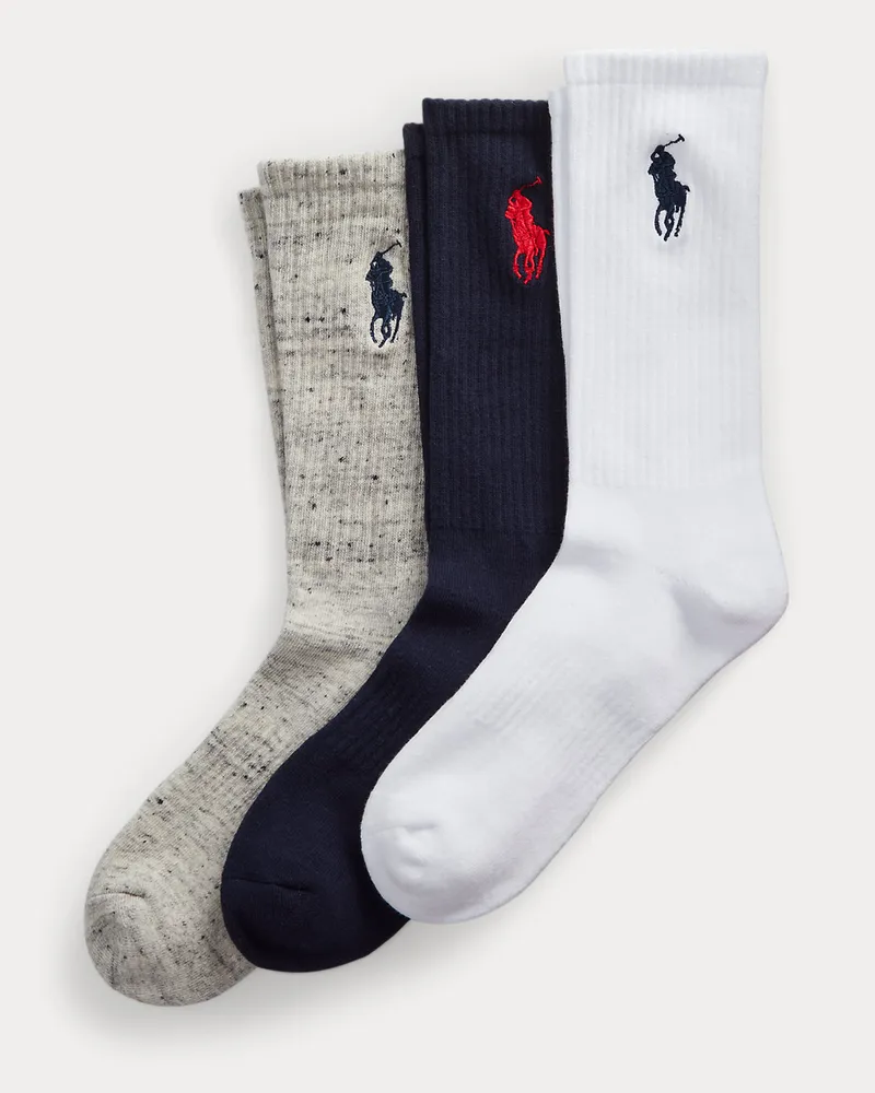 Ralph Lauren 3er-Pack Crew-Socken mit Big Pony Blue