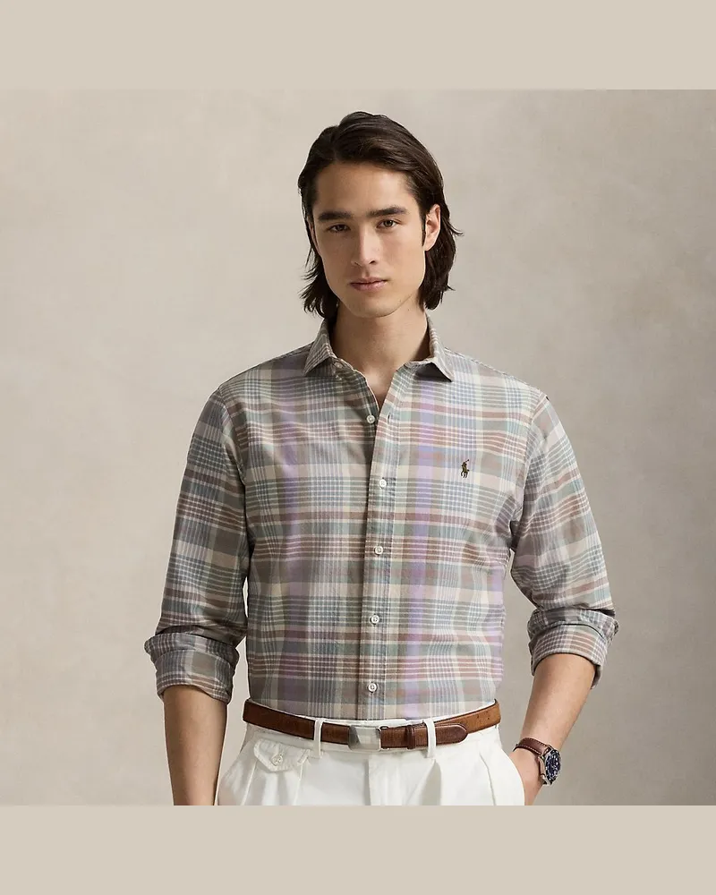 Ralph Lauren Custom-Fit Tattersall-Oxfordhemd Green