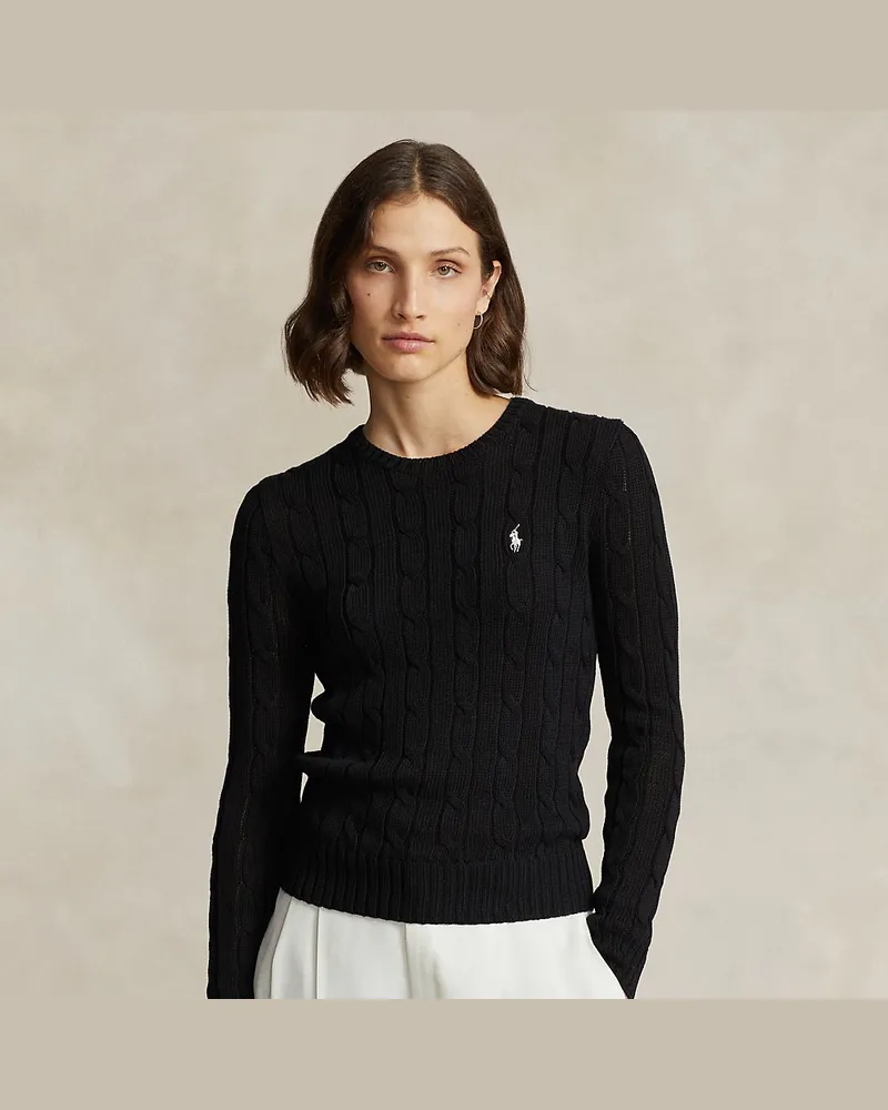 Ralph Lauren Slim-Fit Pullover mit Zopfmuster Black