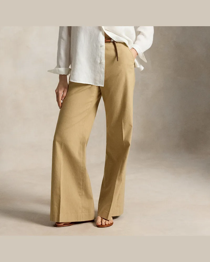Ralph Lauren Baumwoll-Leinen-Hose Beaton mit Stretch Tan