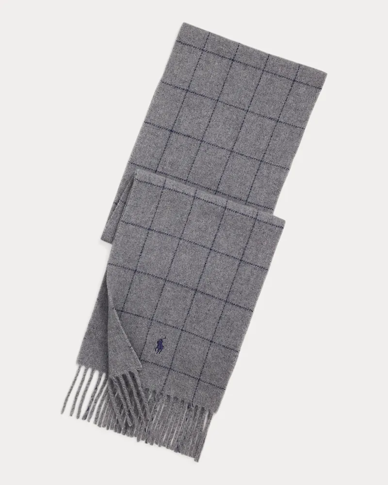 Ralph Lauren Wollschal mit Windowpane-Karo Grey