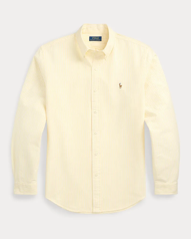 Ralph Lauren Gestreiftes Custom-Fit Oxfordhemd Yellow