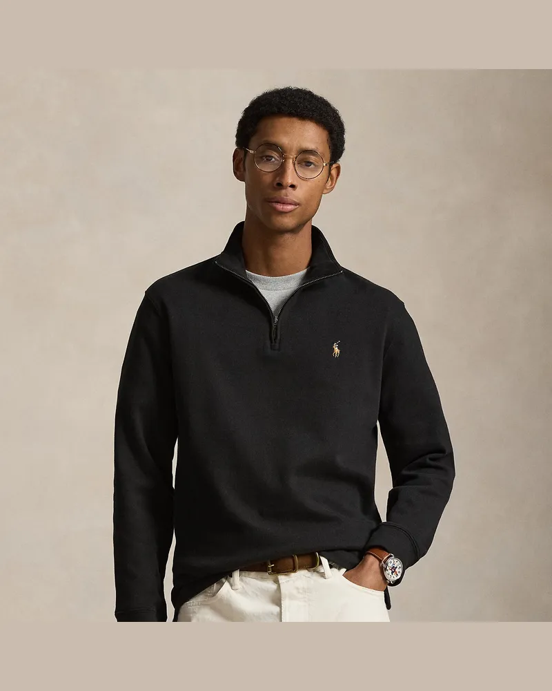 Ralph Lauren Rippenpullover mit Viertelreißverschluss Black