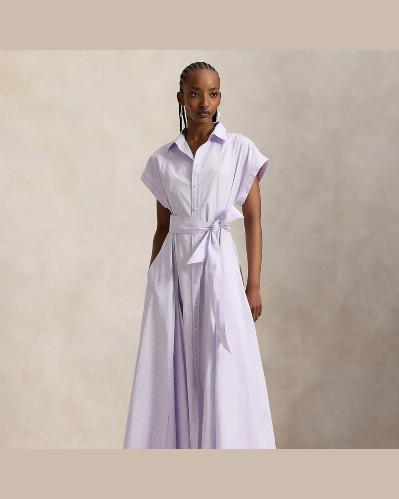 Ralph Lauren Gestreiftes Hemdkleid aus Baumwolle Purple