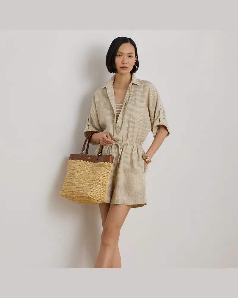 Ralph Lauren Gestreifter Overall aus Leinen Brown