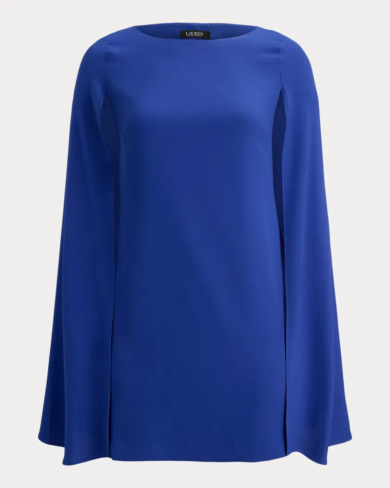 Ralph Lauren Plus Größen - Cape-Cocktailkleid aus Georgette Blue