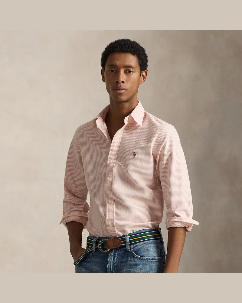 Ralph Lauren Gestreiftes Custom-Fit Oxfordhemd Orange