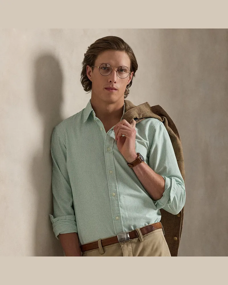 Ralph Lauren Gestreiftes Custom-Fit Oxfordhemd Green