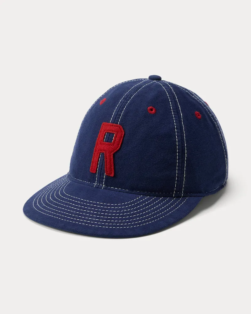 Ralph Lauren Chamois-Baseballkappe mit „R“-Aufnäher Blue