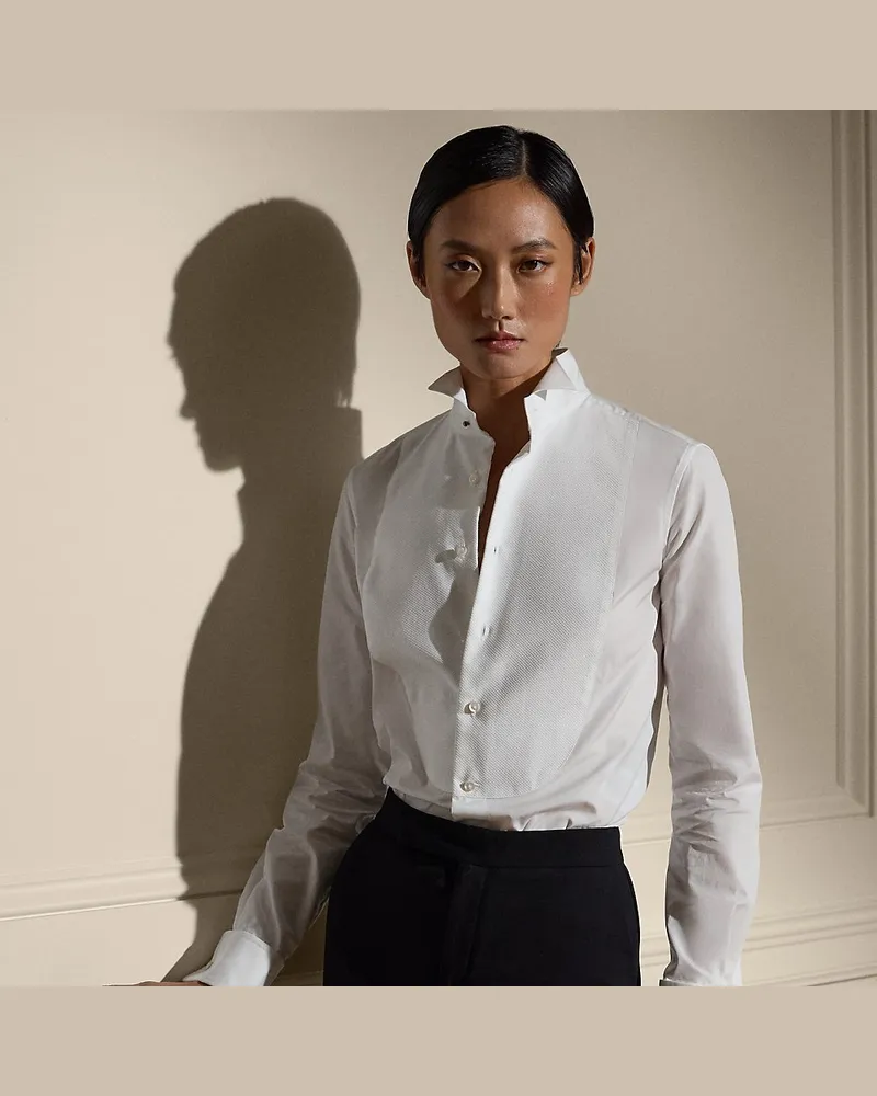 Ralph Lauren Smokinghemd aus Baumwollstoff White