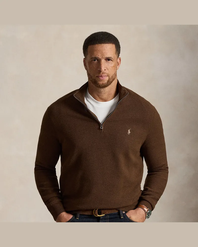 Ralph Lauren Große Größen - Pullover aus Baumwollpiqué Brown