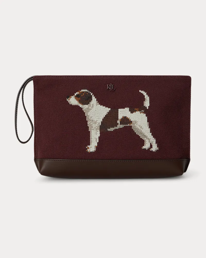 Ralph Lauren Segeltuch-Pochette mit gesticktem Hund Purple