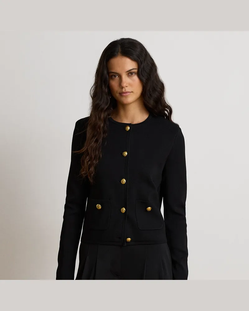 Ralph Lauren Kurz geschnittene Pulloverjacke Black