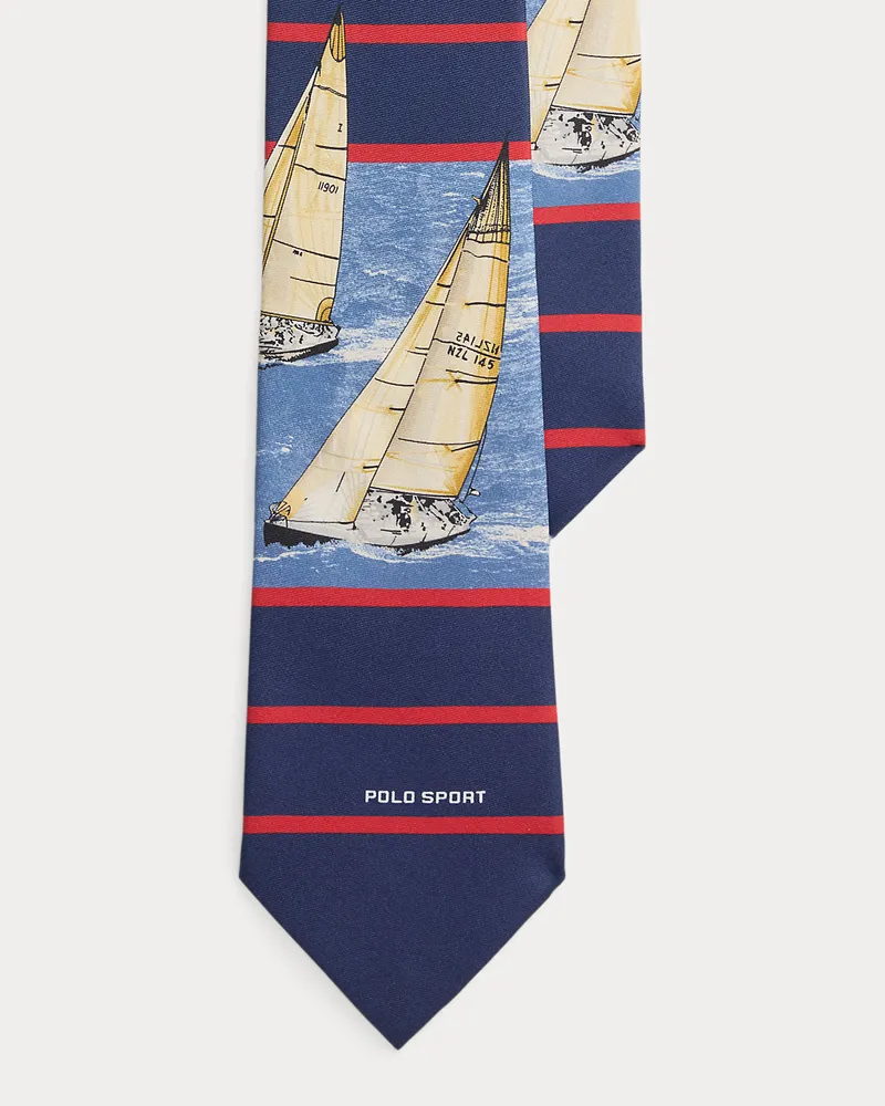 Ralph Lauren Gestreifte Krawatte mit Segelbooten Blue