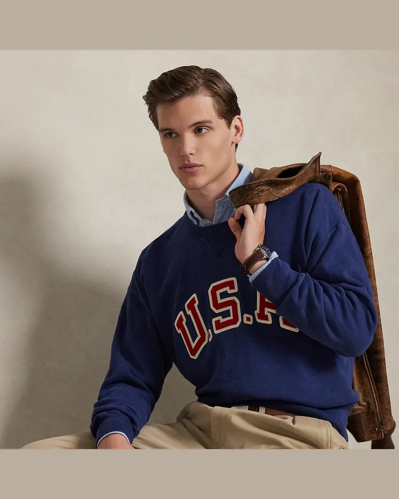 Ralph Lauren Vintage-Fit Rundhals-Sweatshirt USA Blue