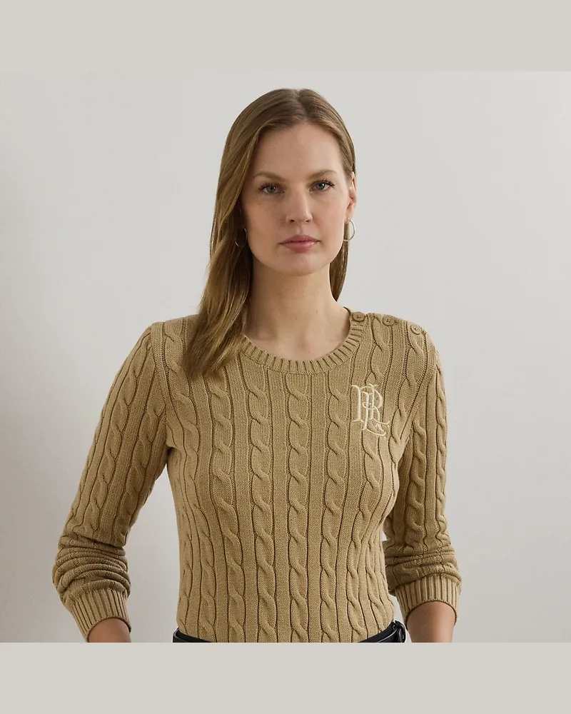 Ralph Lauren Baumwollpullover mit Zopfmuster Tan