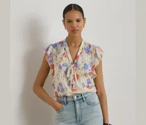 Florale Bluse mit Biesen und Bindedetail