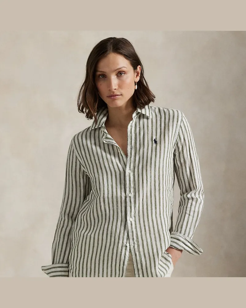 Ralph Lauren Gestreiftes Classic-Fit Leinenhemd Green