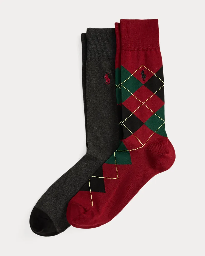 Ralph Lauren 2er-Pack Anzugsocken mit Argyle Red